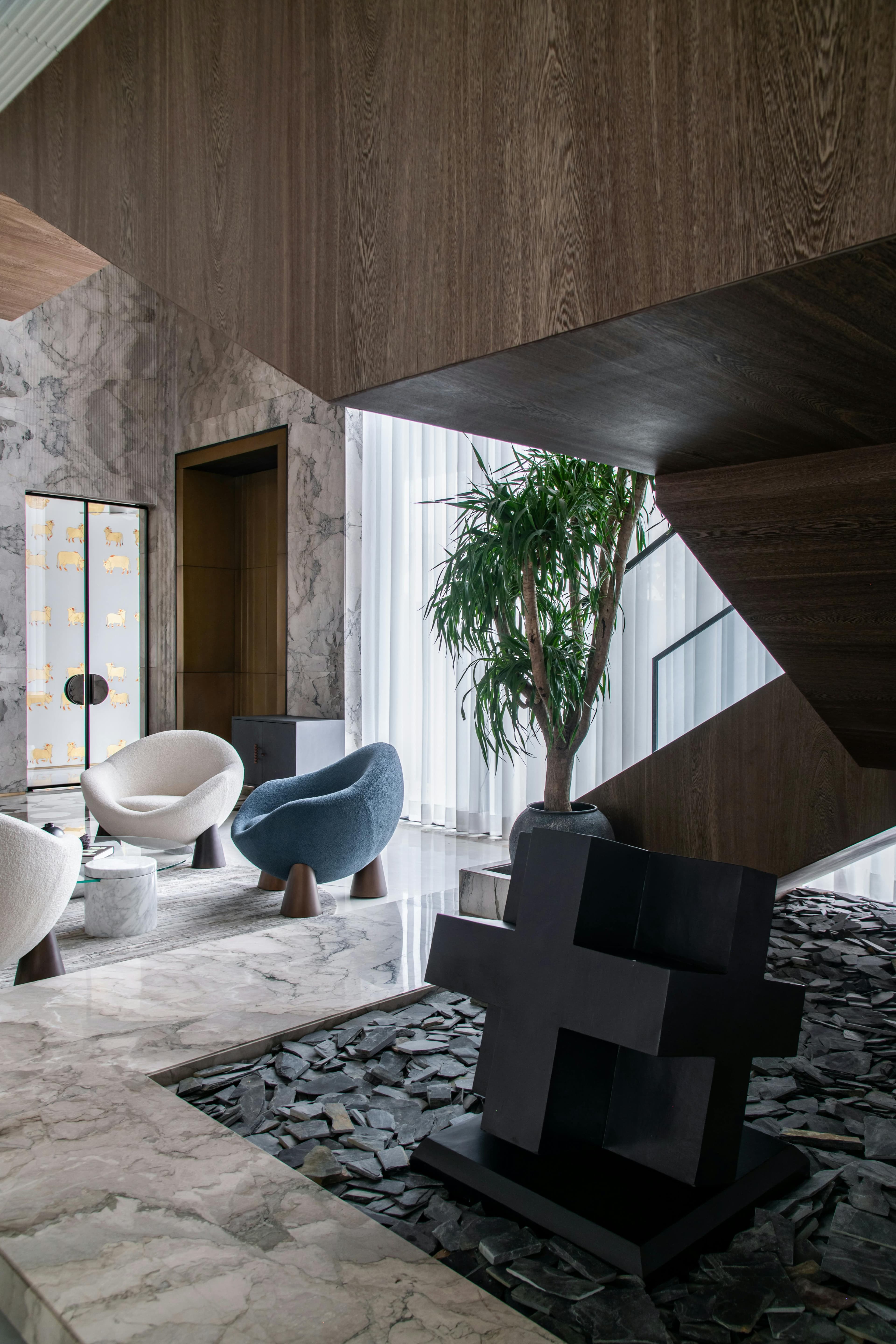 Clean modern interior corridor with premium finishes